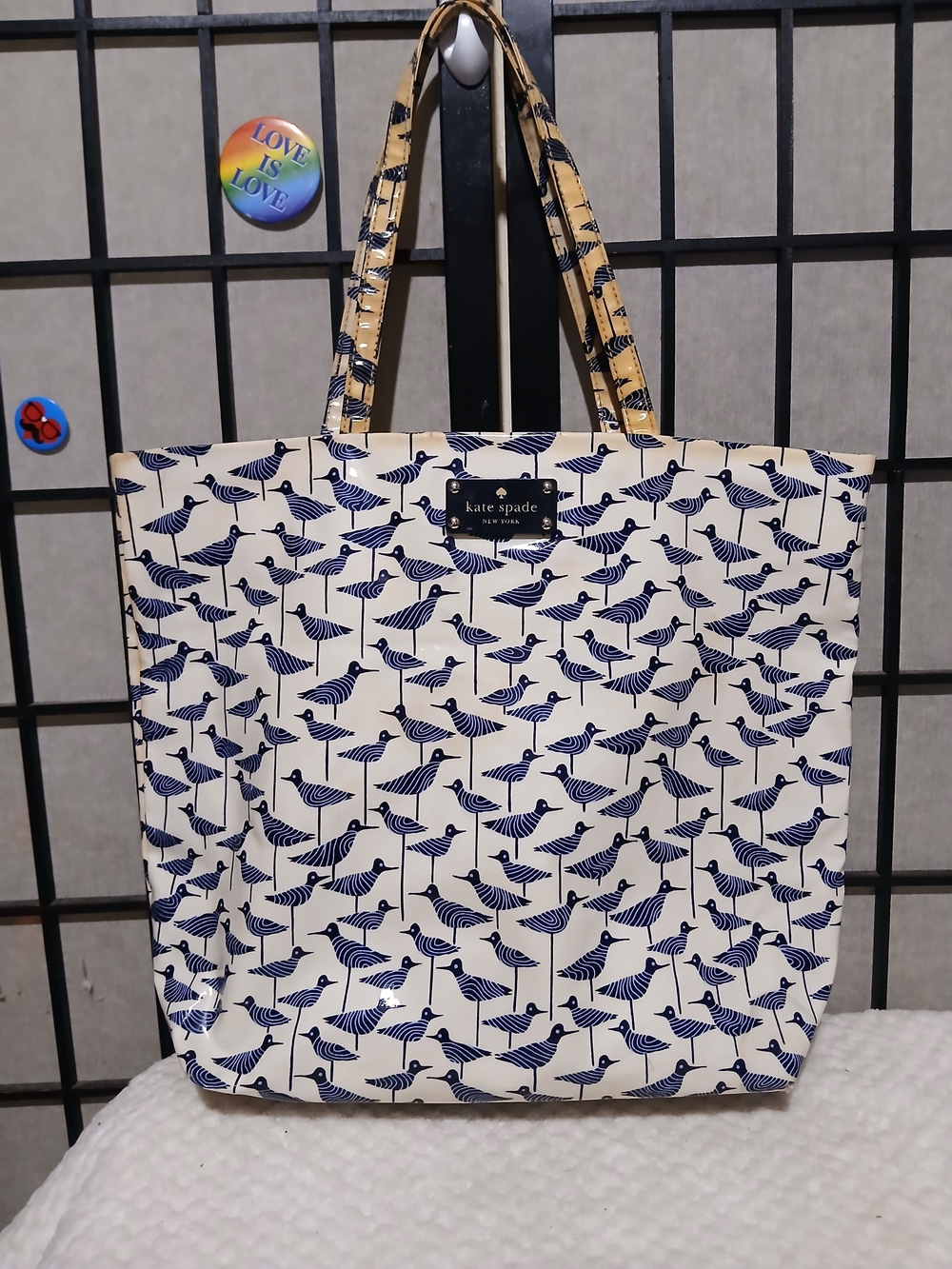 kate spade New York Navy & Cream Bird-Print Tote Bag - Picture 2 of 11